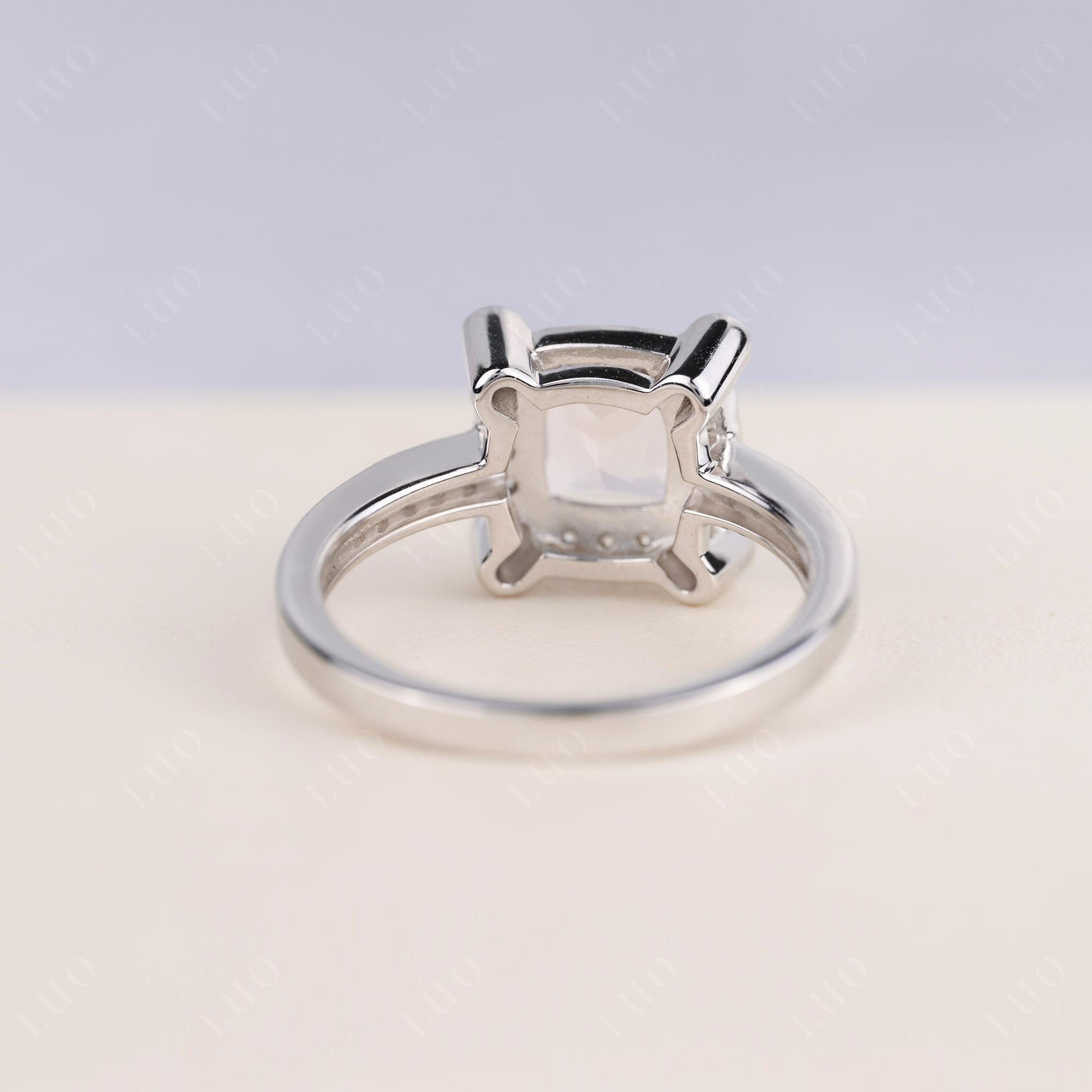 Princess Cut Rose Quartz Halo Statement Ring - LUO Jewelry
