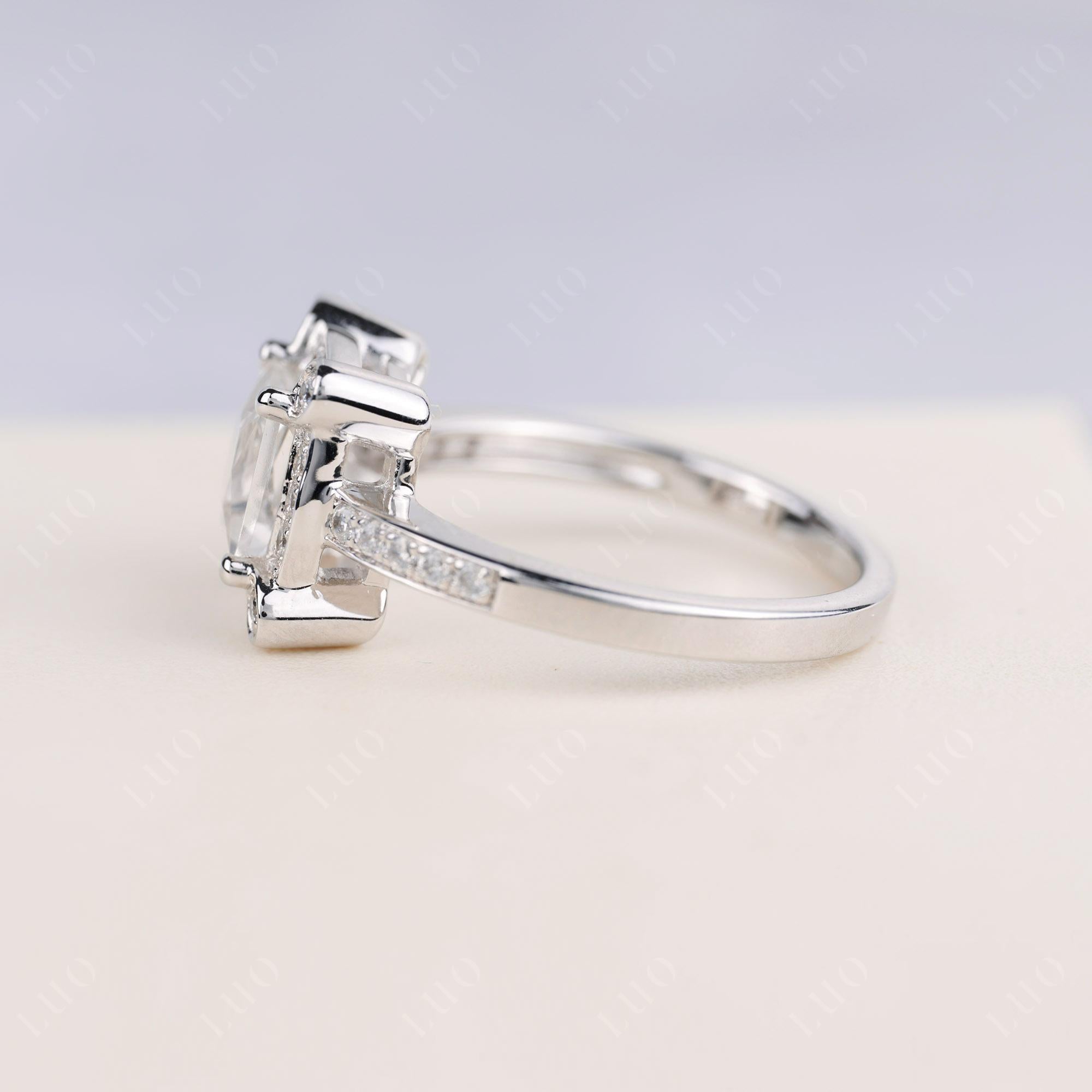 Princess Cut White Topaz Halo Statement Ring - LUO Jewelry