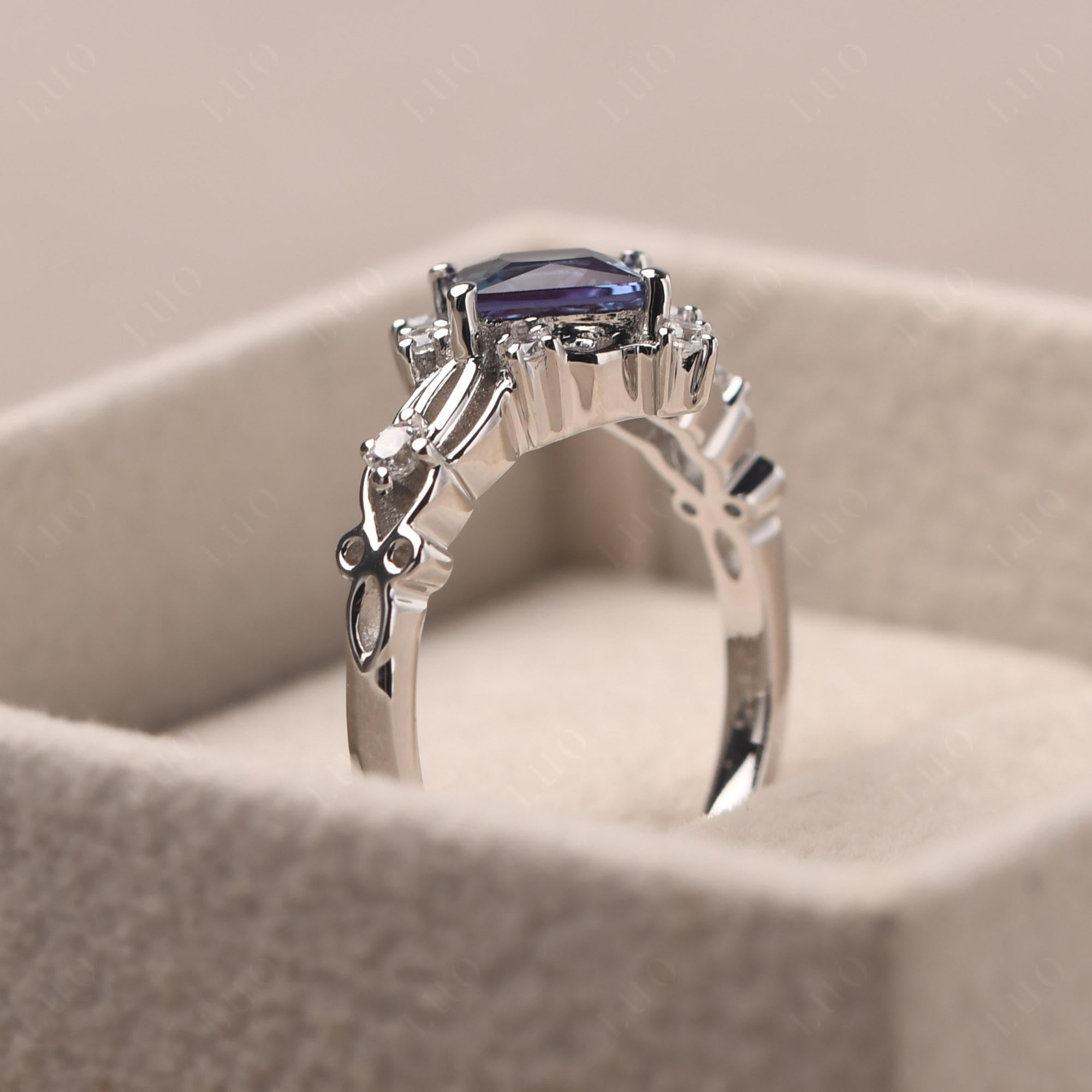 Princess Cut Alexandrite Art Deco Ring - LUO Jewelry