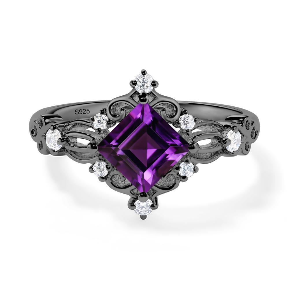 Amethyst Art Deco Ring - LUO Jewelry #metal_black finish sterling silver