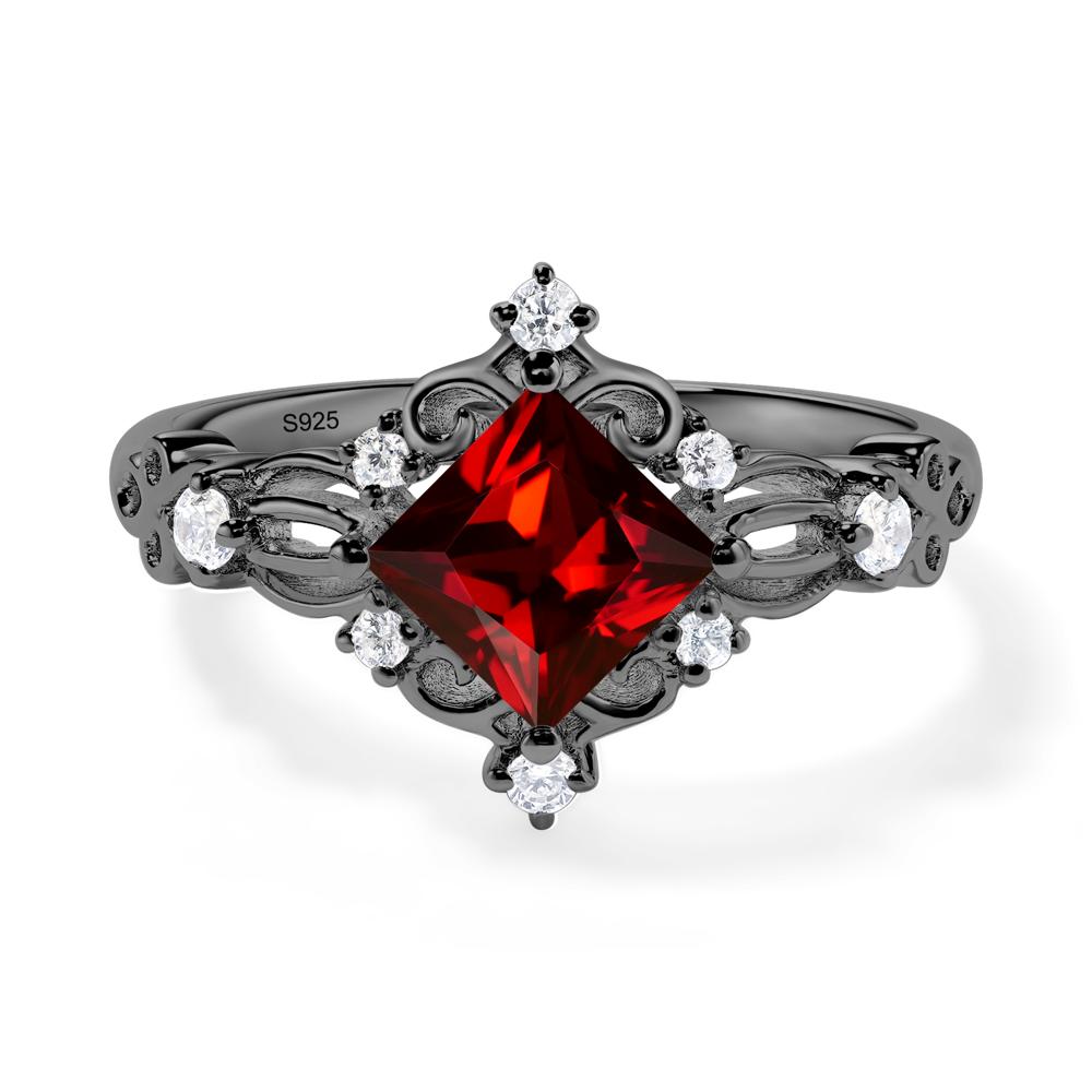 Garnet Sparkle Ring - LUO Jewelry #metal_black finish sterling silver