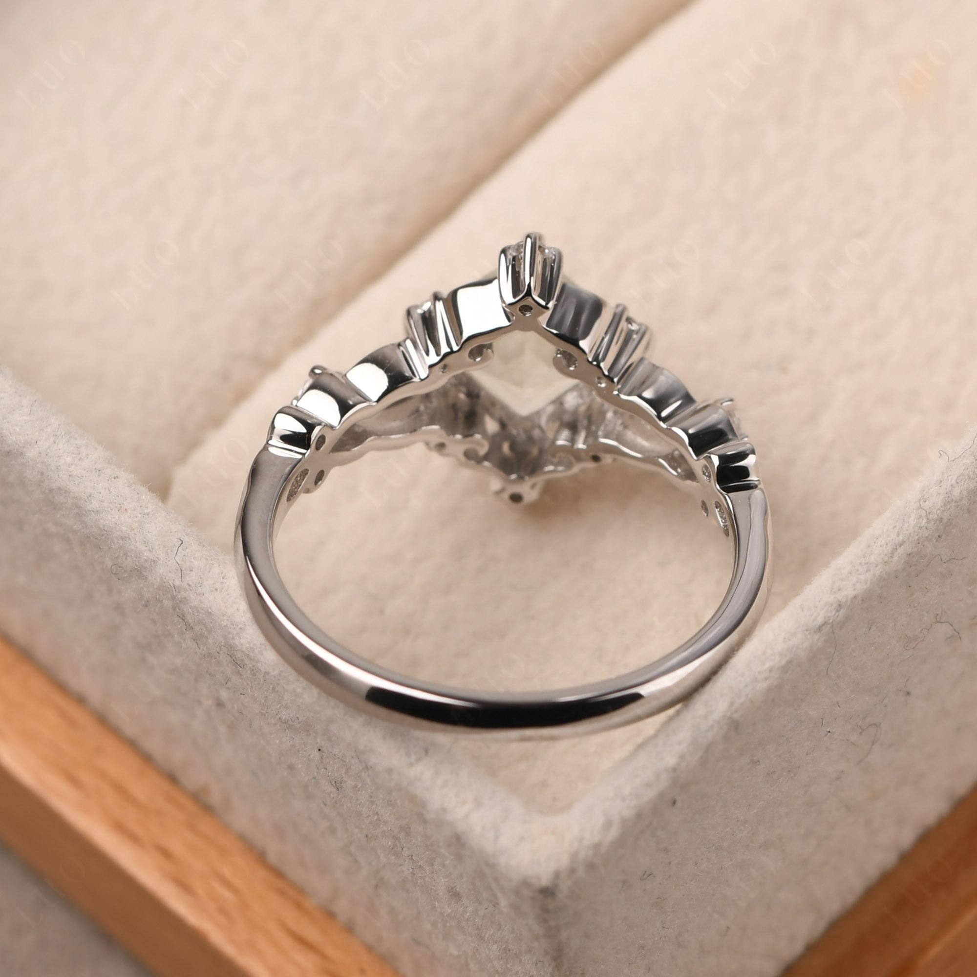 Square Cut Green Amethyst Art Deco Ring - LUO Jewelry