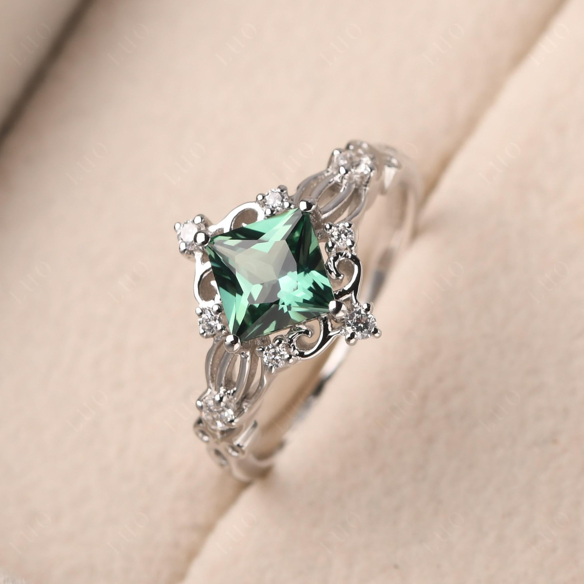 Green Sapphire Art Deco Ring - LUO Jewelry