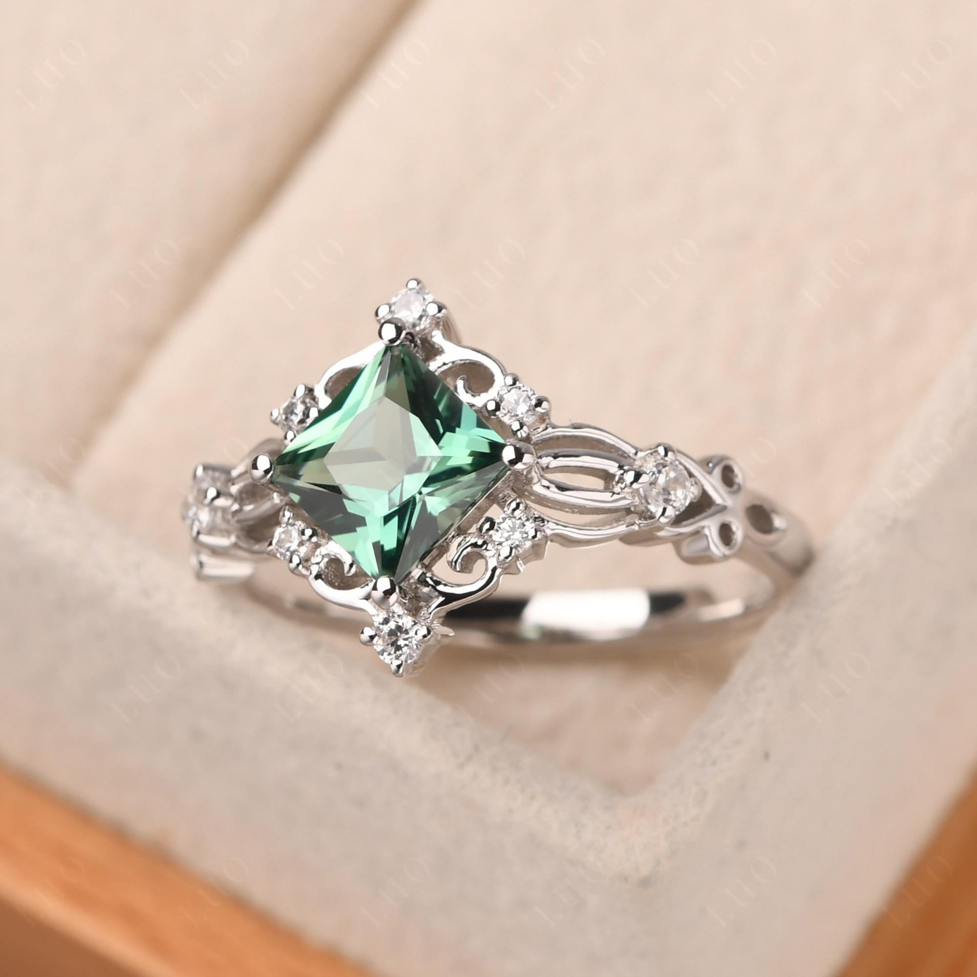 Green Sapphire Art Deco Ring - LUO Jewelry