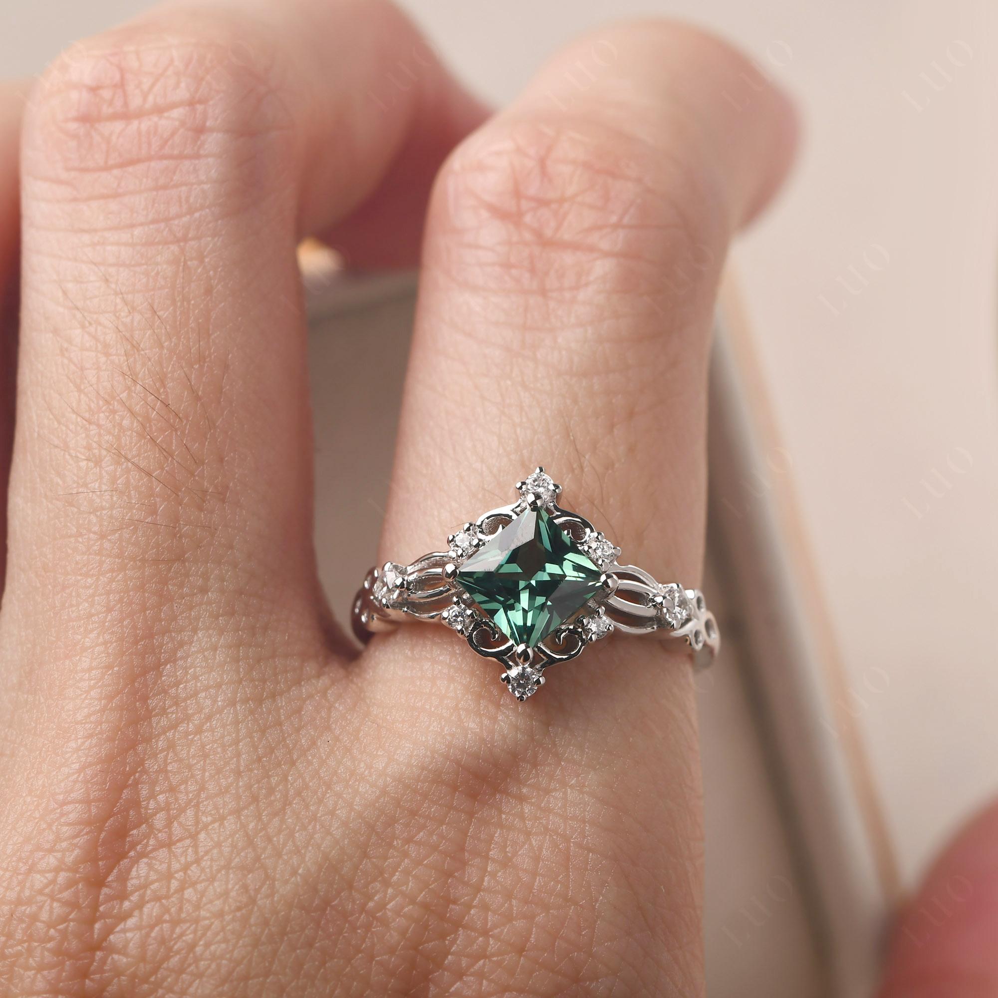 Green Sapphire Art Deco Ring - LUO Jewelry