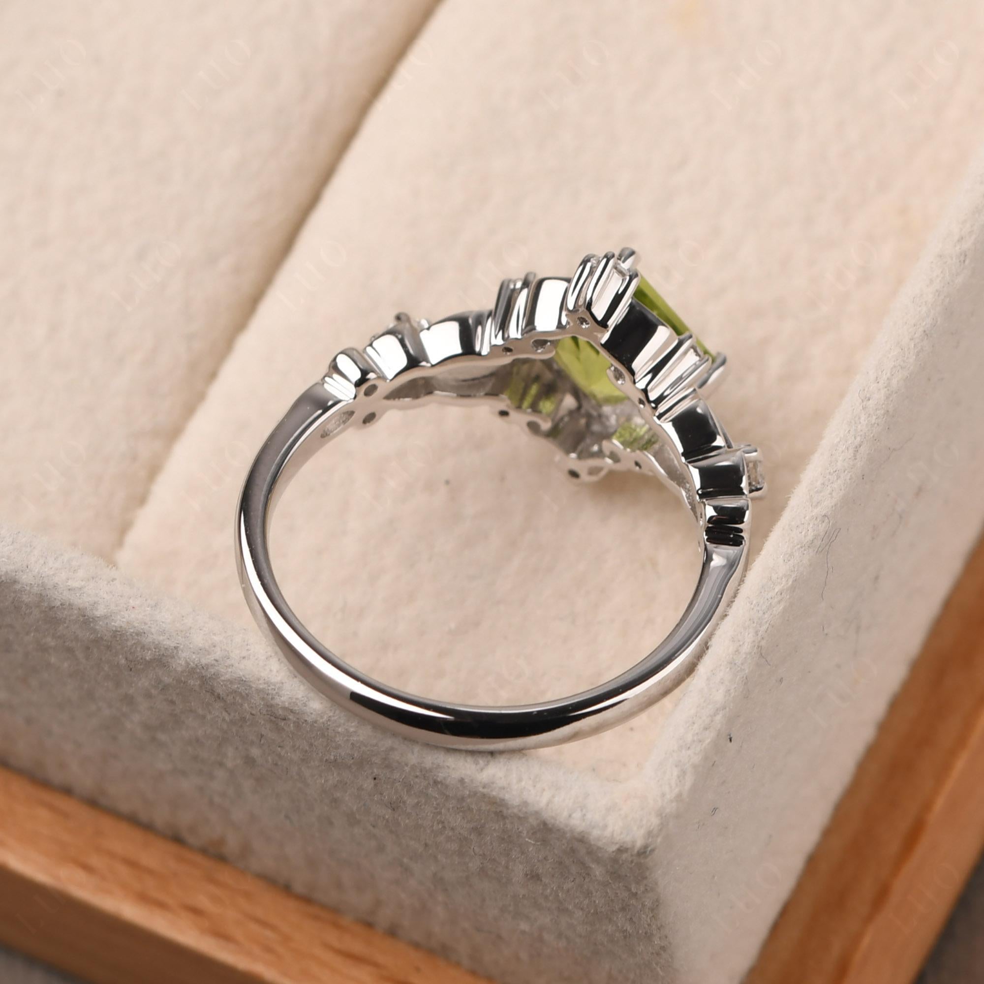 Princess Cut Peridot Art Deco Ring - LUO Jewelry