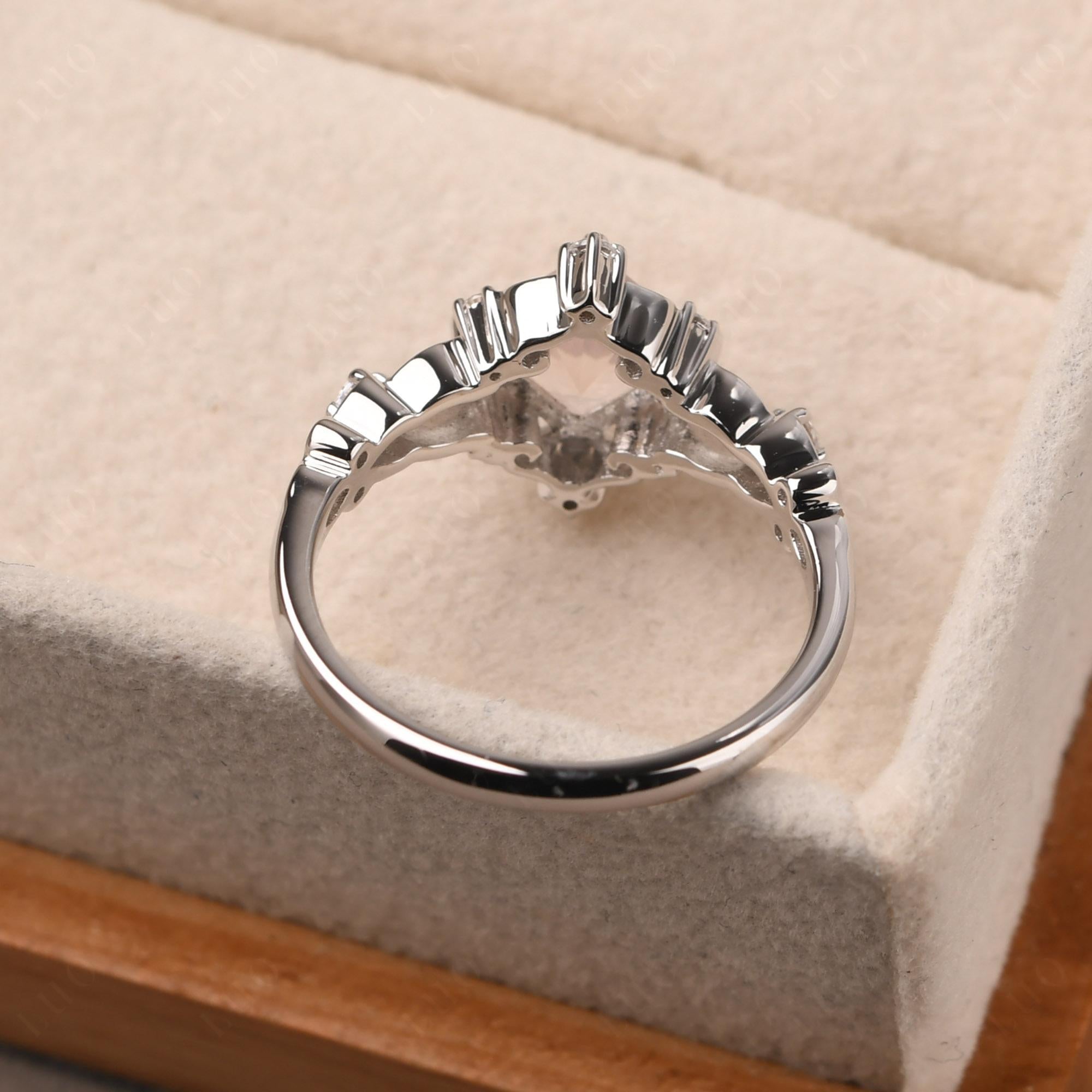 Rose Quartz Art Deco Ring - LUO Jewelry