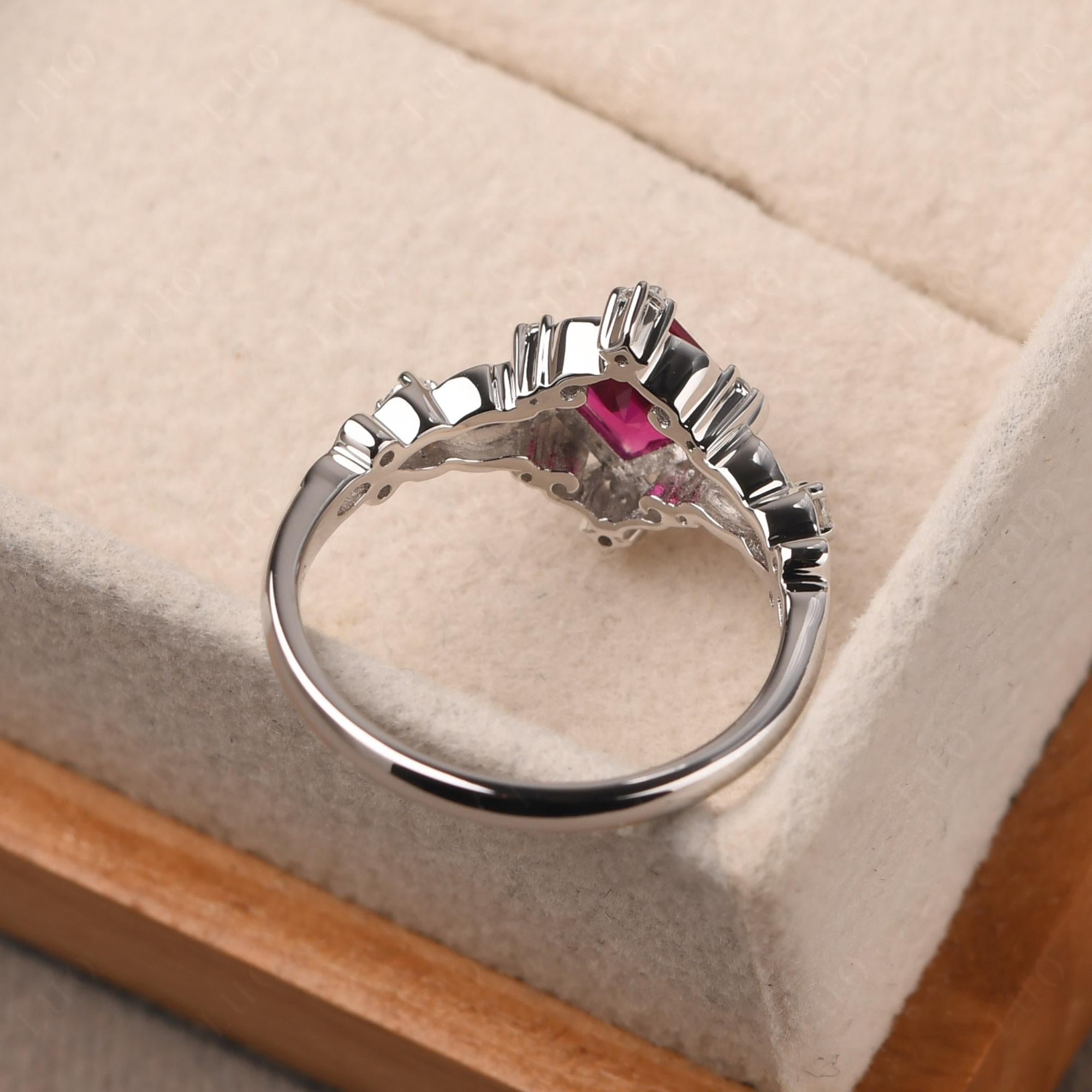 Princess Cut Ruby Art Deco Ring - LUO Jewelry