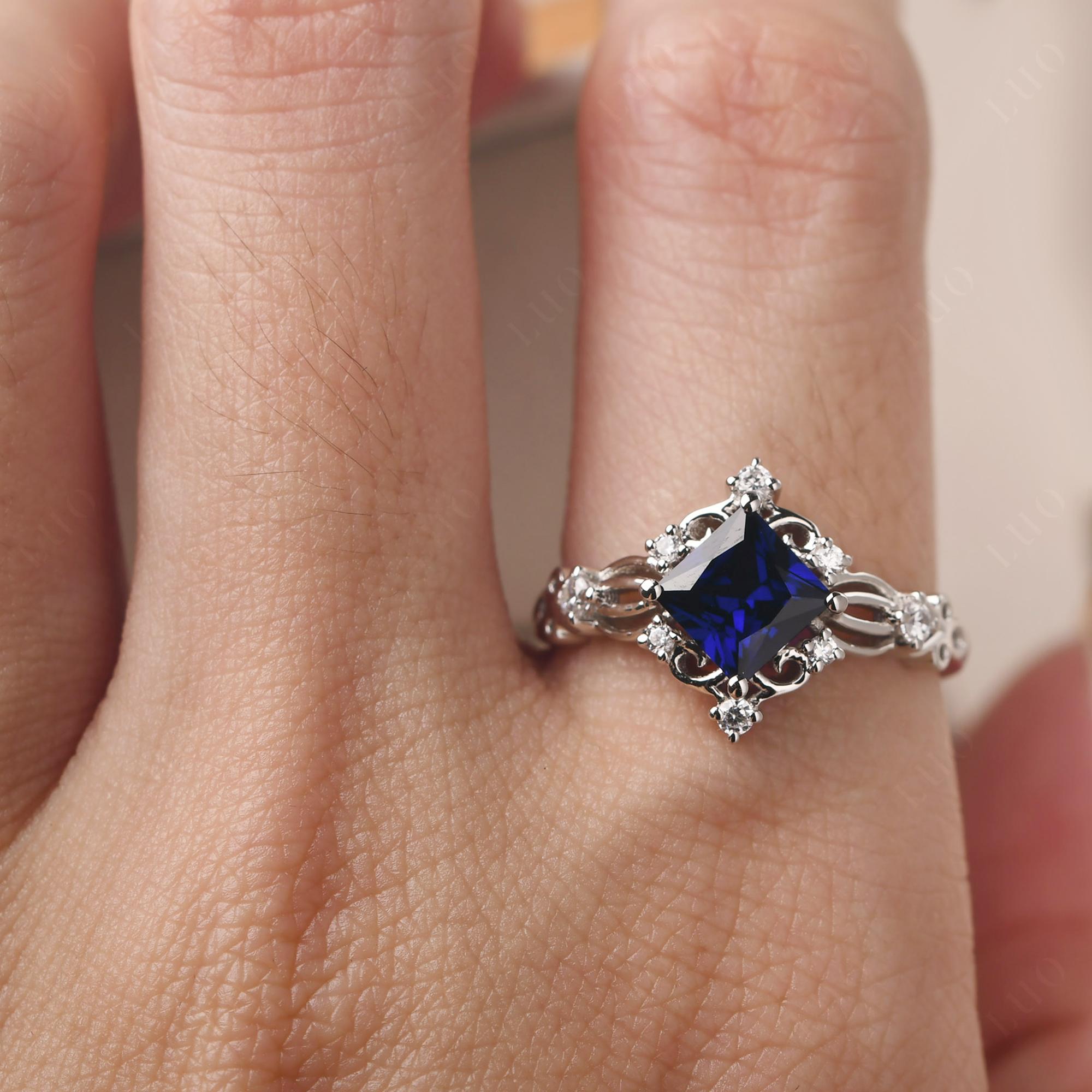 Sapphire Art Deco Ring - LUO Jewelry
