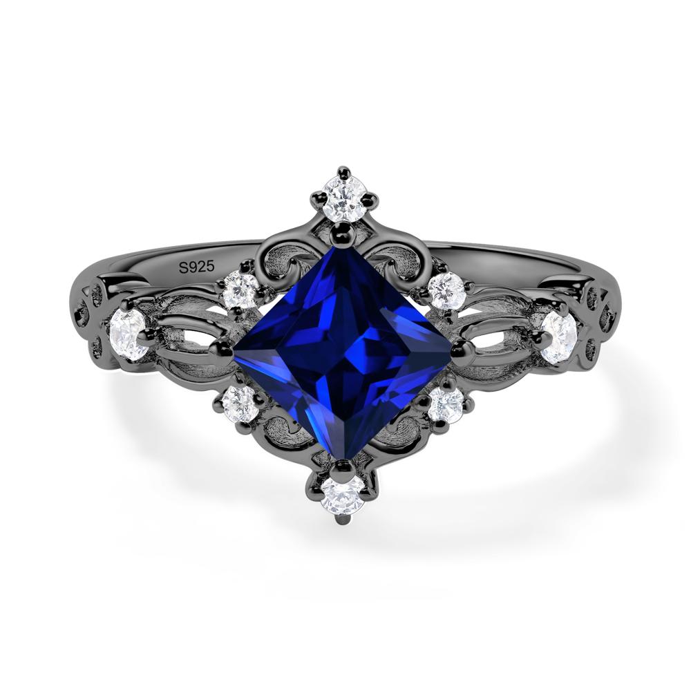 Sapphire Art Deco Ring - LUO Jewelry #metal_black finish sterling silver