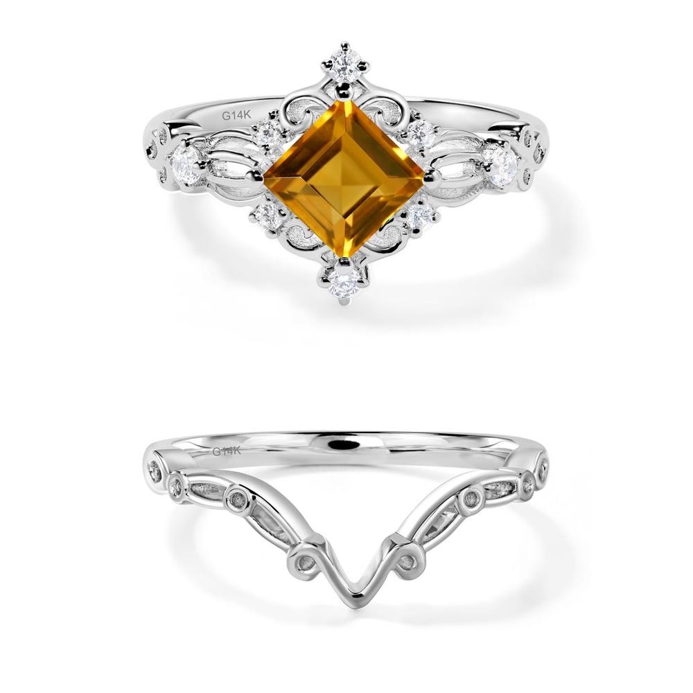 Square Cut Citrine Art Deco Ring - LUO Jewelry #metal_xxxxx
