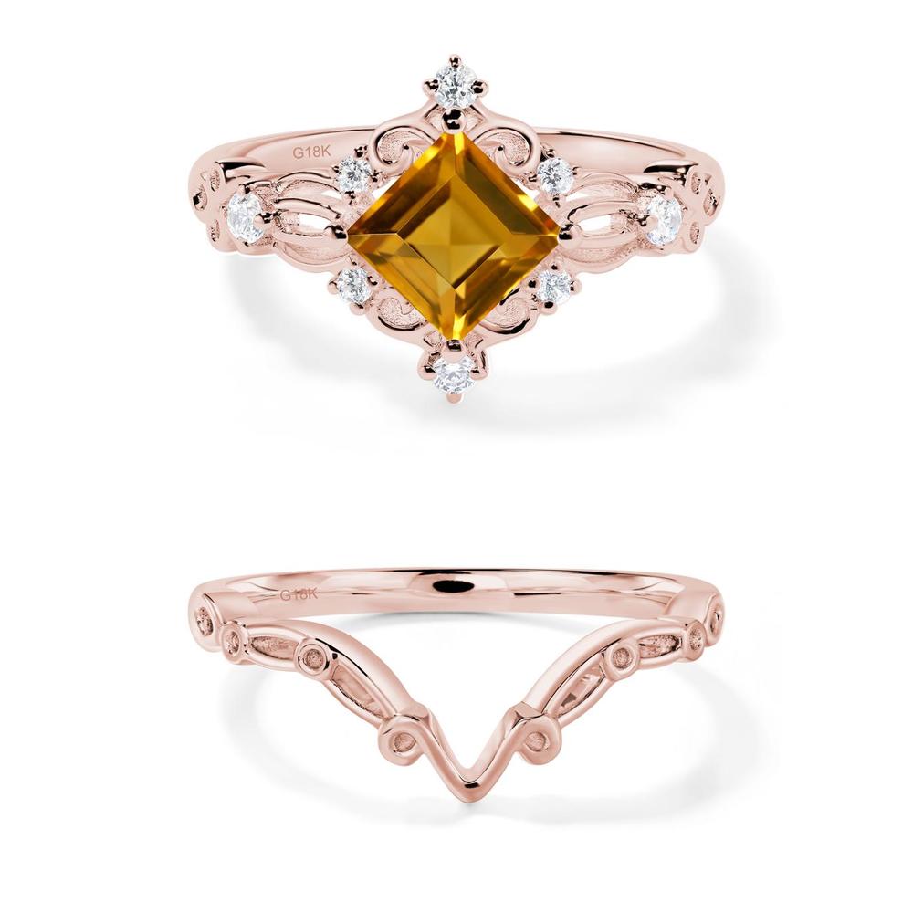 Square Cut Citrine Art Deco Ring - LUO Jewelry #metal_xxxxx
