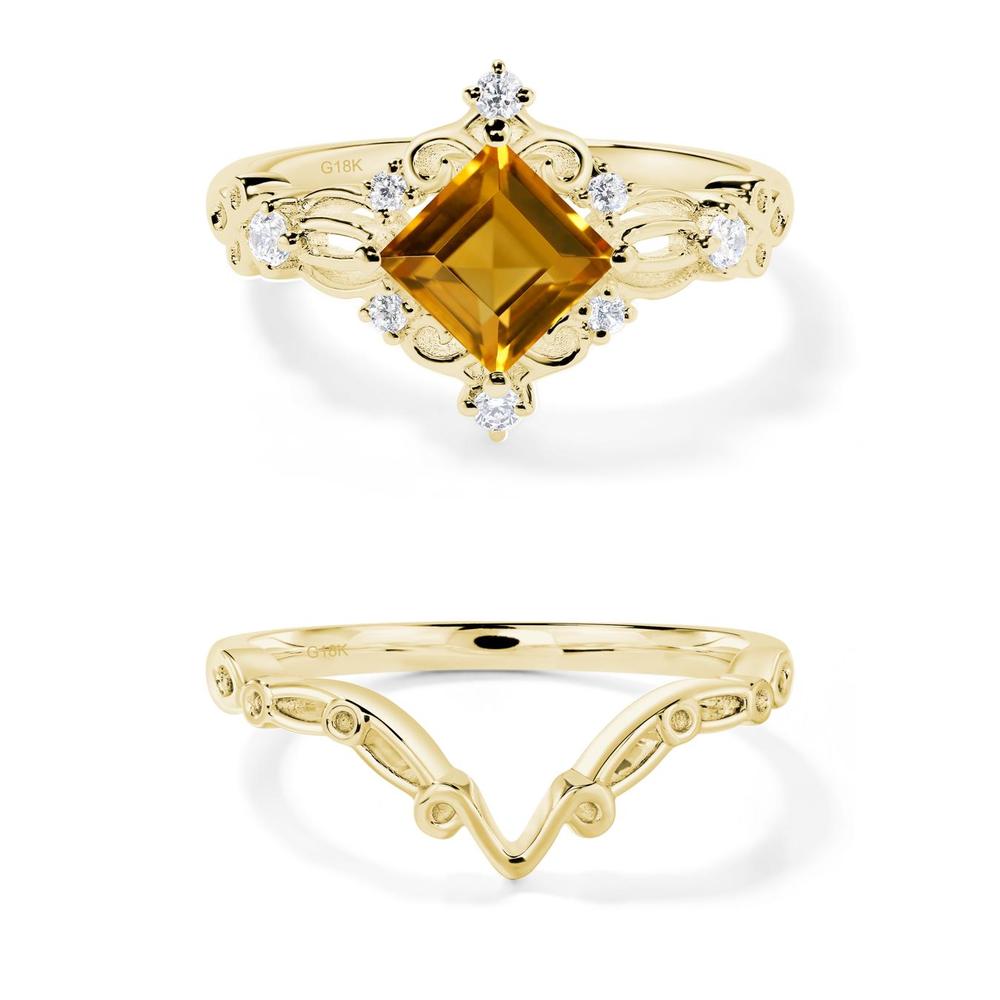 Square Cut Citrine Art Deco Ring - LUO Jewelry #metal_xxxxx
