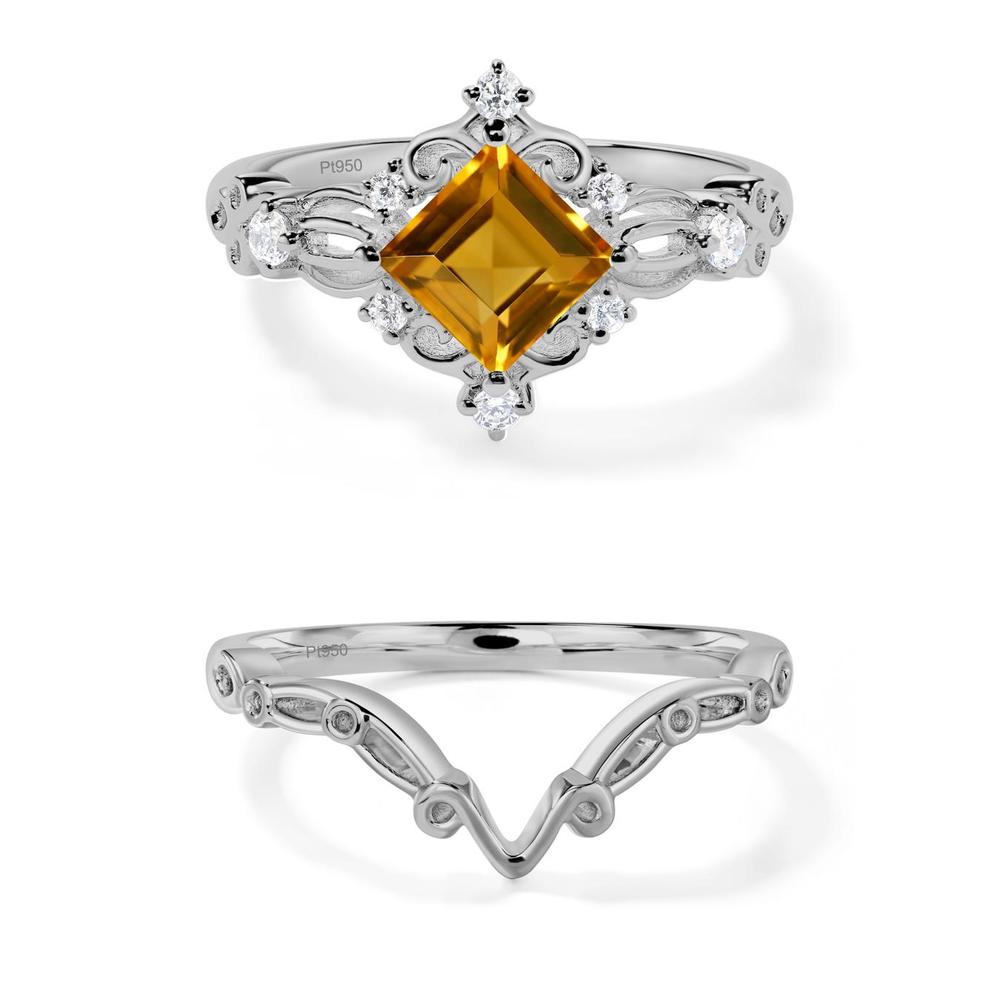 Square Cut Citrine Art Deco Ring - LUO Jewelry #metal_xxxxx