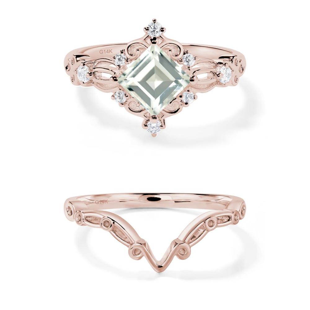 Square Cut Green Amethyst Art Deco Ring - LUO Jewelry #metal_xxxxx