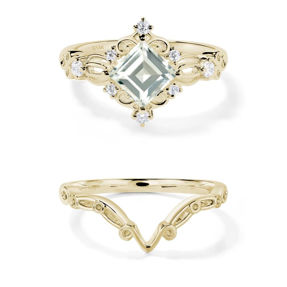 Square Cut Green Amethyst Art Deco Ring - LUO Jewelry #metal_xxxxx