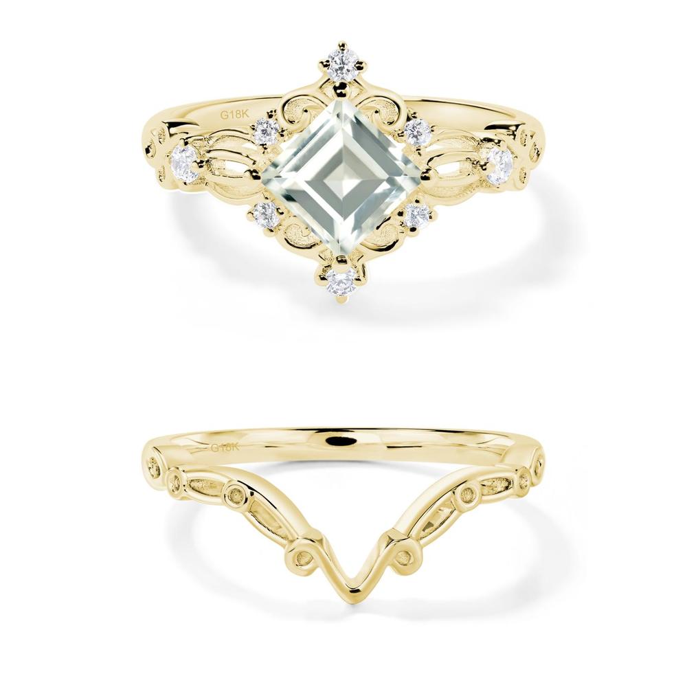 Square Cut Green Amethyst Art Deco Ring - LUO Jewelry #metal_xxxxx