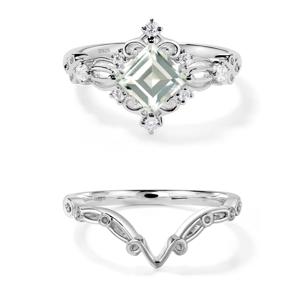 Square Cut Green Amethyst Art Deco Ring - LUO Jewelry #metal_xxxxx