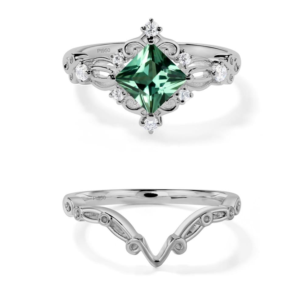 Green Sapphire Art Deco Ring - LUO Jewelry #metal_xxxxx
