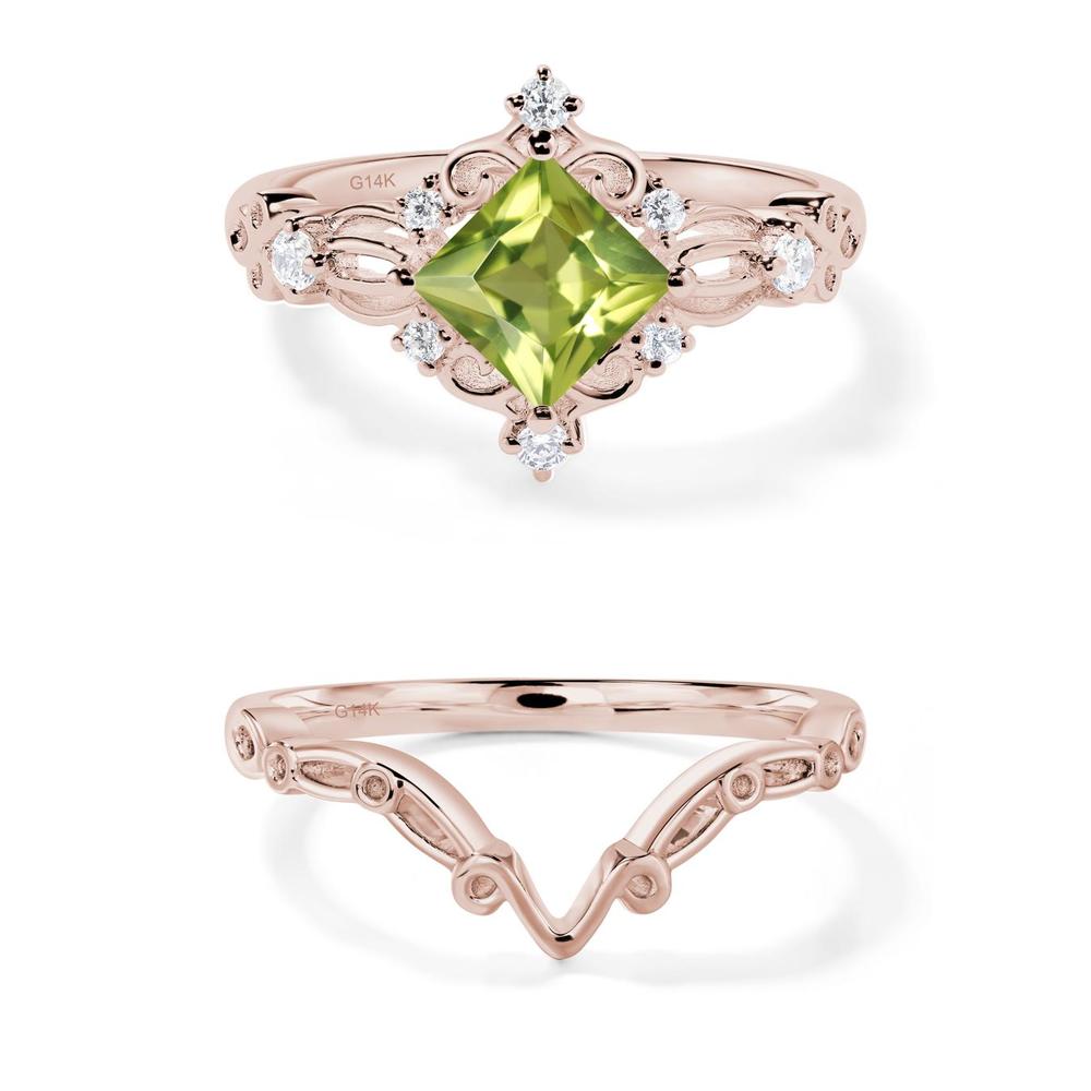 Princess Cut Peridot Art Deco Ring - LUO Jewelry #metal_xxxxx