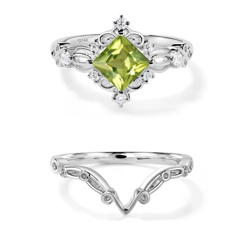 Princess Cut Peridot Art Deco Ring - LUO Jewelry #metal_xxxxx