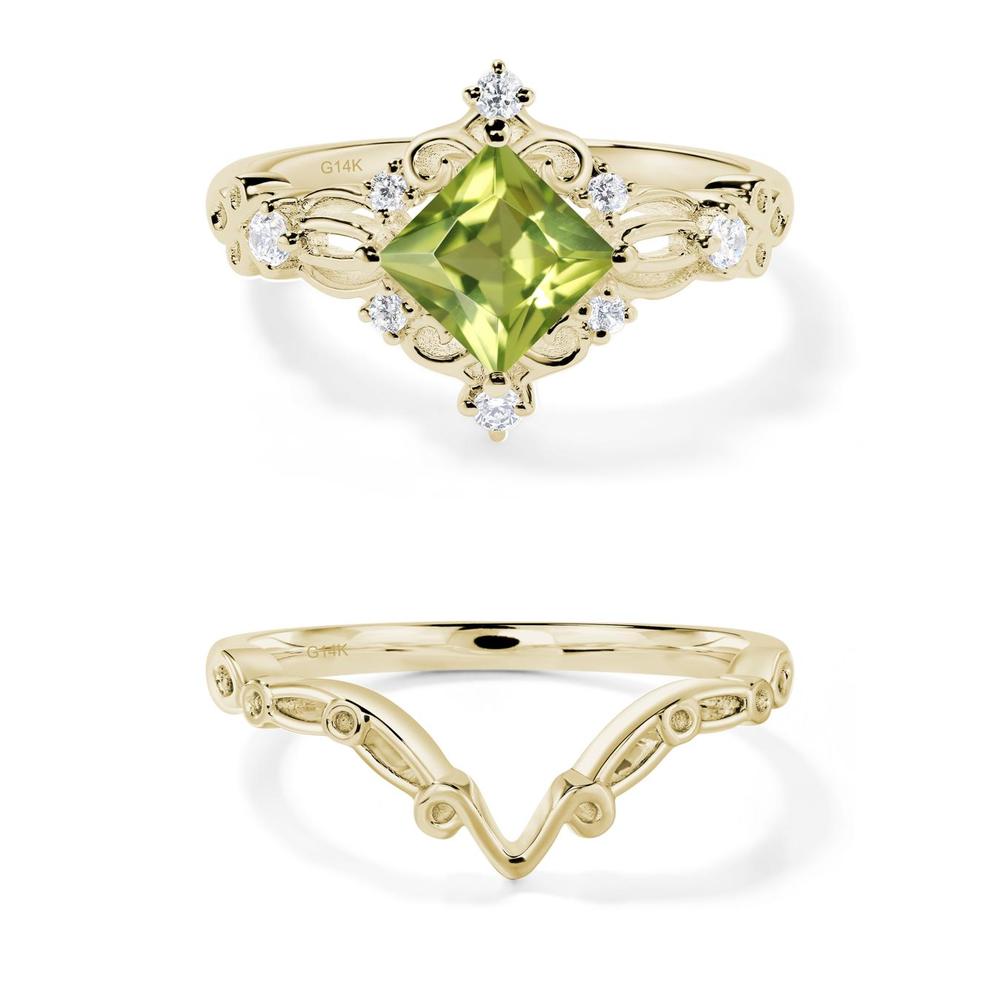 Princess Cut Peridot Art Deco Ring - LUO Jewelry #metal_xxxxx