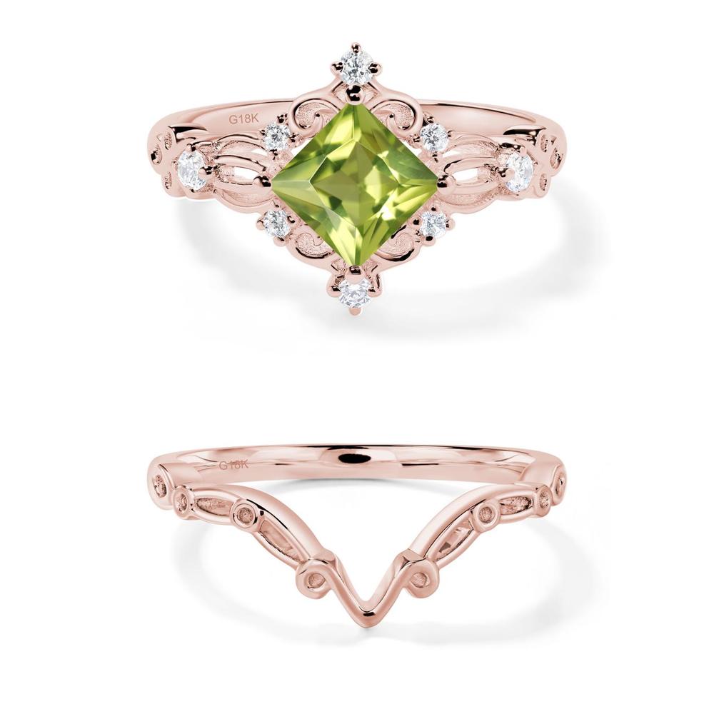 Princess Cut Peridot Art Deco Ring - LUO Jewelry #metal_xxxxx
