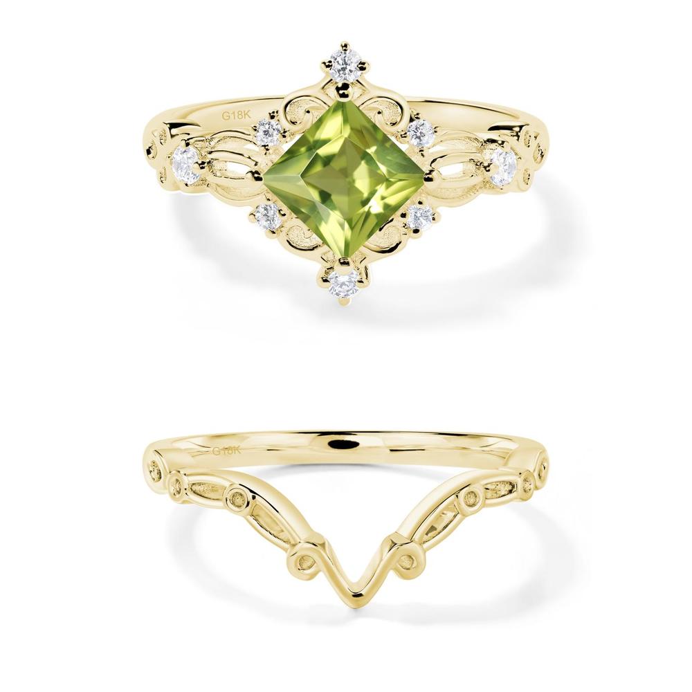 Princess Cut Peridot Art Deco Ring - LUO Jewelry #metal_xxxxx