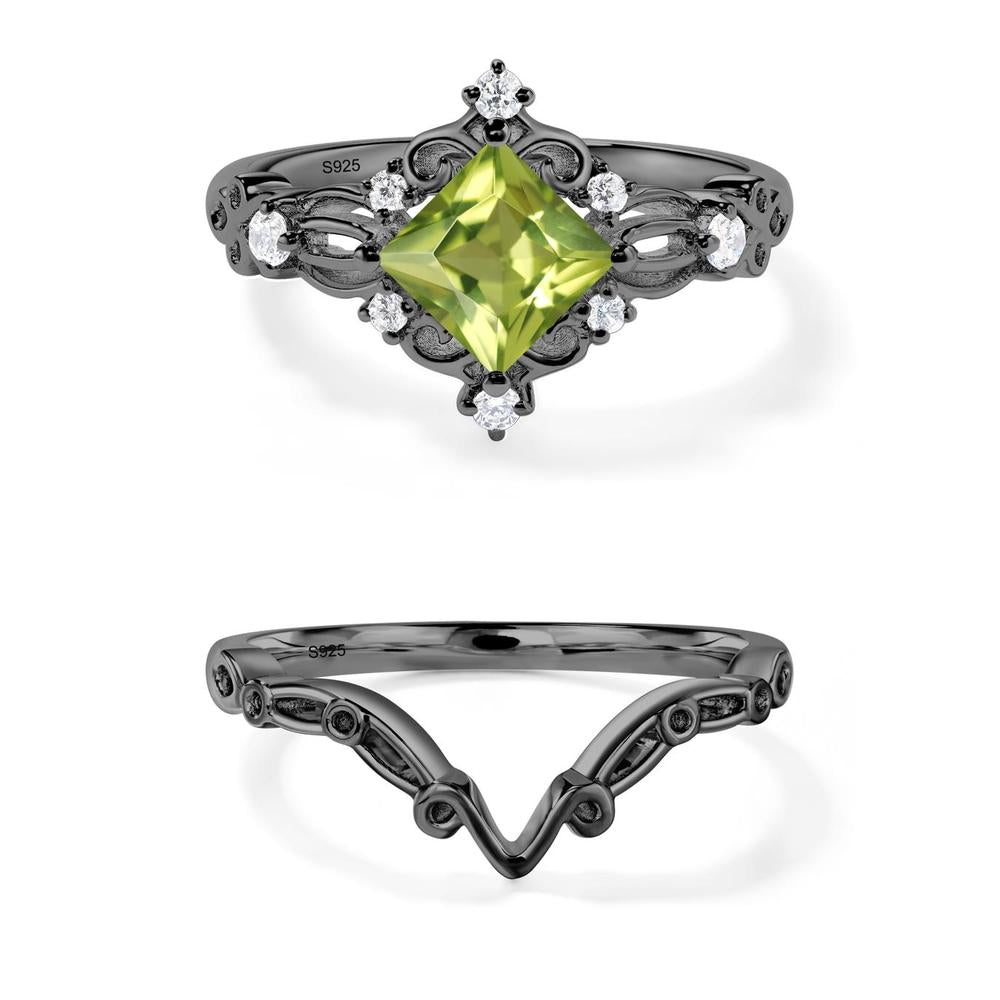 Princess Cut Peridot Art Deco Ring - LUO Jewelry #metal_xxxxx
