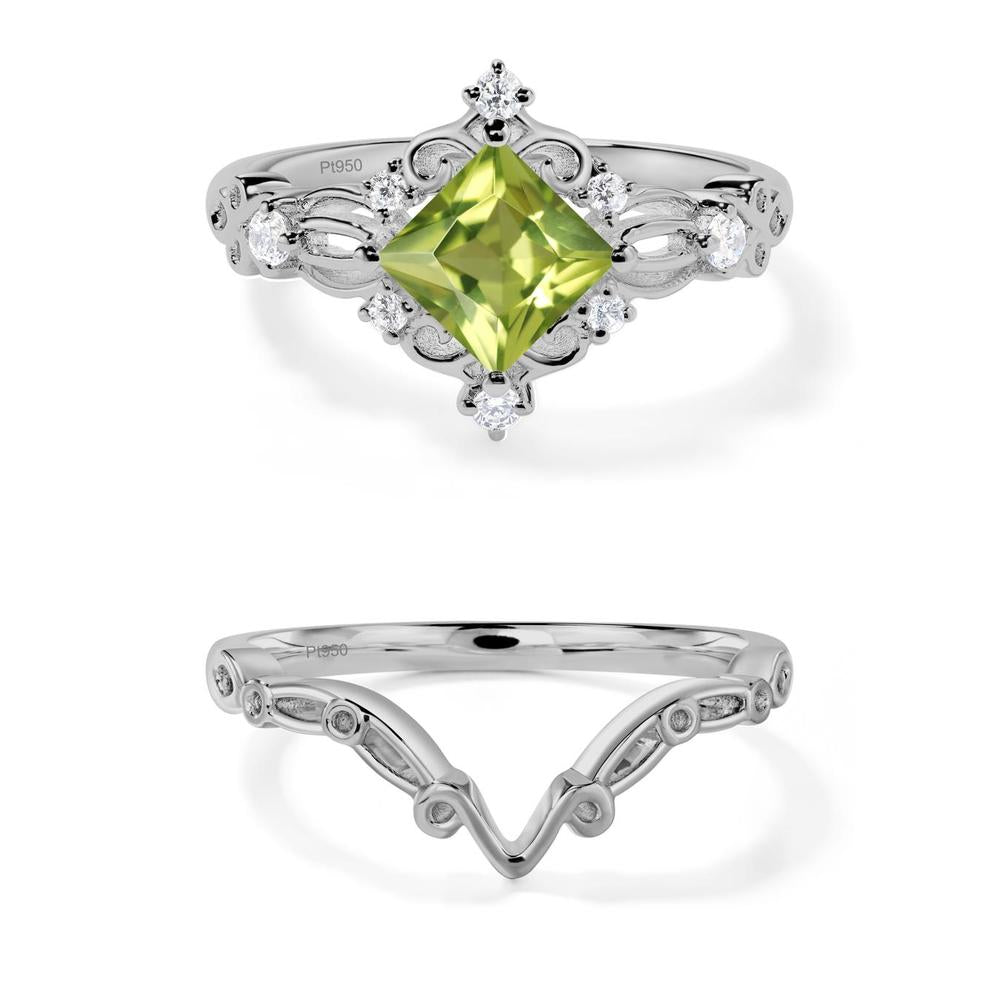 Princess Cut Peridot Art Deco Ring - LUO Jewelry #metal_xxxxx