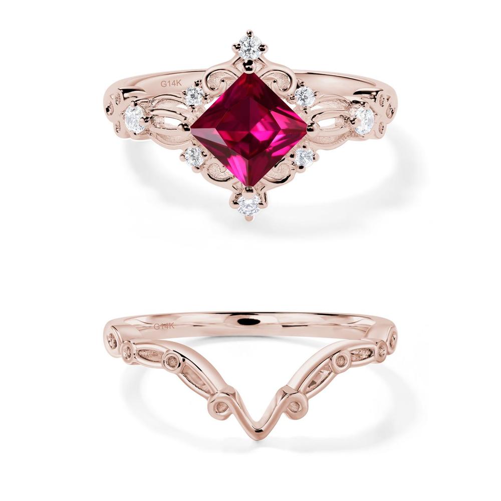 Princess Cut Ruby Art Deco Ring - LUO Jewelry #metal_xxxxx