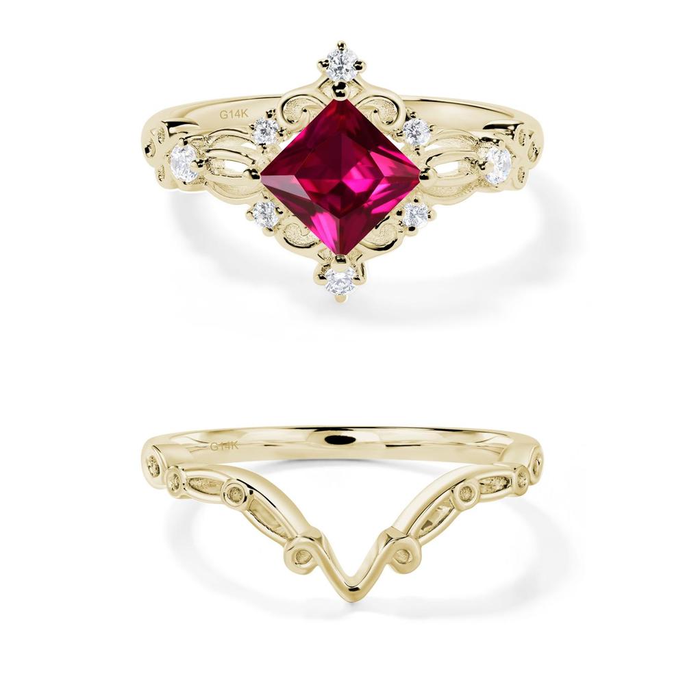 Princess Cut Ruby Art Deco Ring - LUO Jewelry #metal_xxxxx