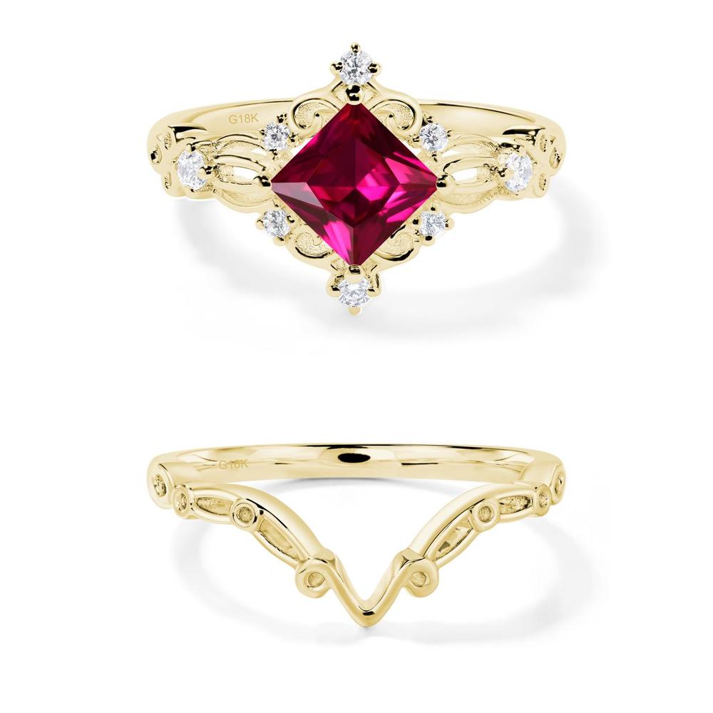 Princess Cut Ruby Art Deco Ring - LUO Jewelry #metal_xxxxx