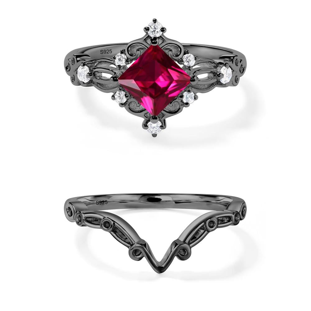 Princess Cut Ruby Art Deco Ring - LUO Jewelry #metal_xxxxx