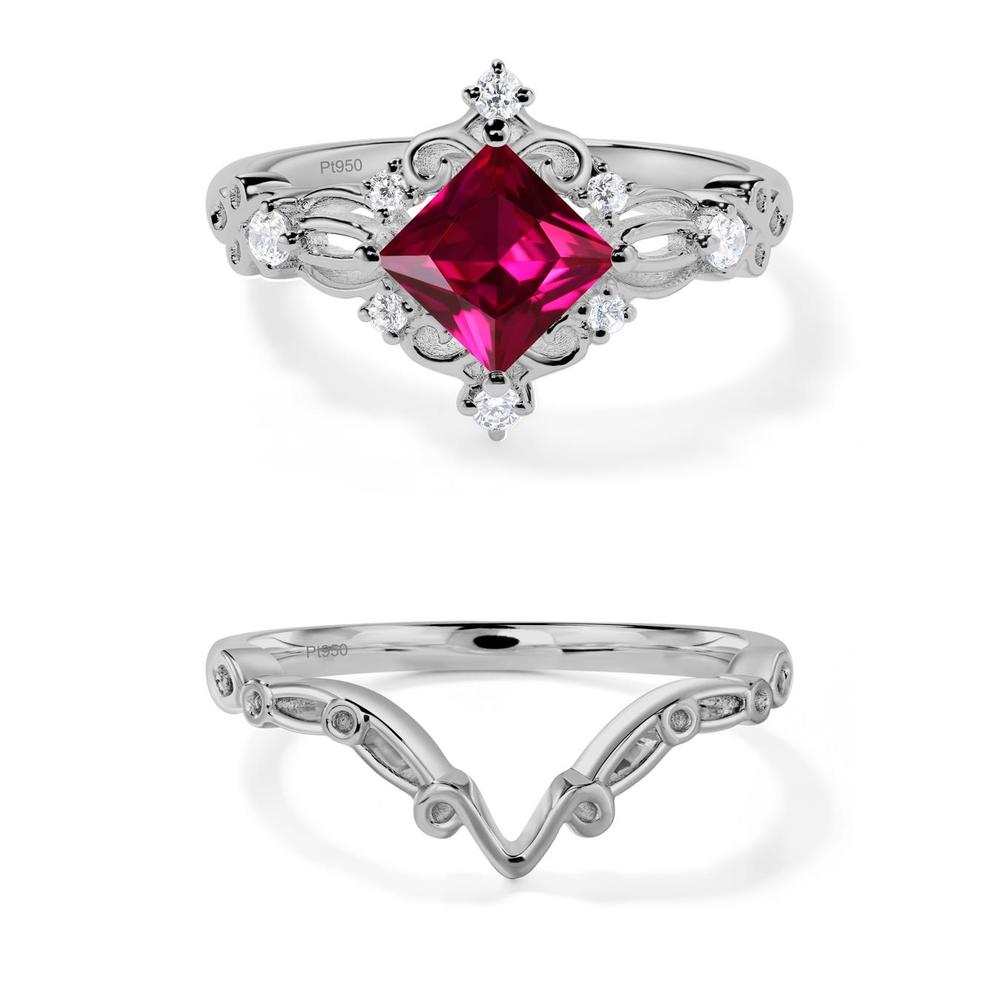 Princess Cut Ruby Art Deco Ring - LUO Jewelry #metal_xxxxx