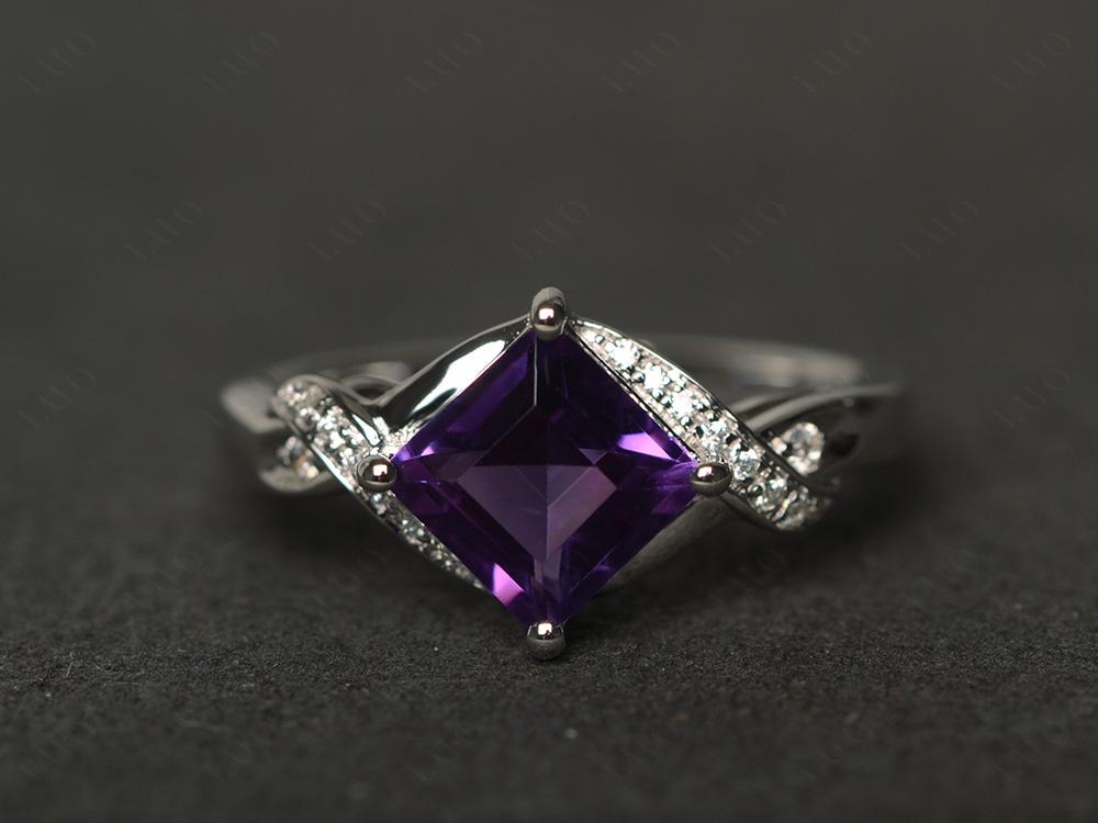 Amethyst Twisted Promise Ring - LUO Jewelry