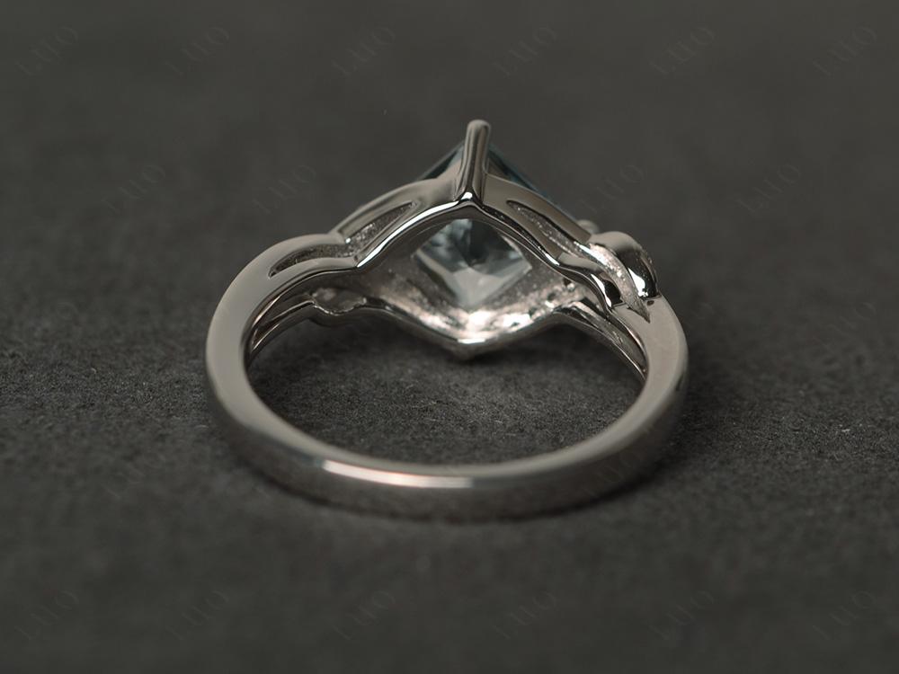 Aquamarine Kite Set Princess Cut Ring - LUO Jewelry