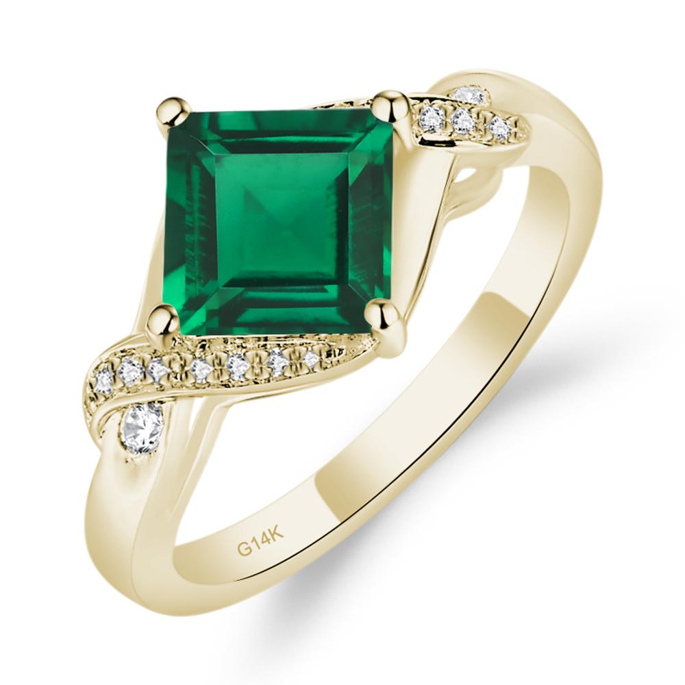 Emerald Kite Set Square Cut Ring - LUO Jewelry #metal_14k yellow gold