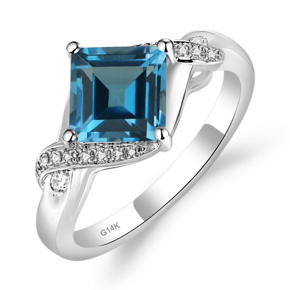 London Blue Topaz Twisted Promise Ring - LUO Jewelry #metal_14k white gold
