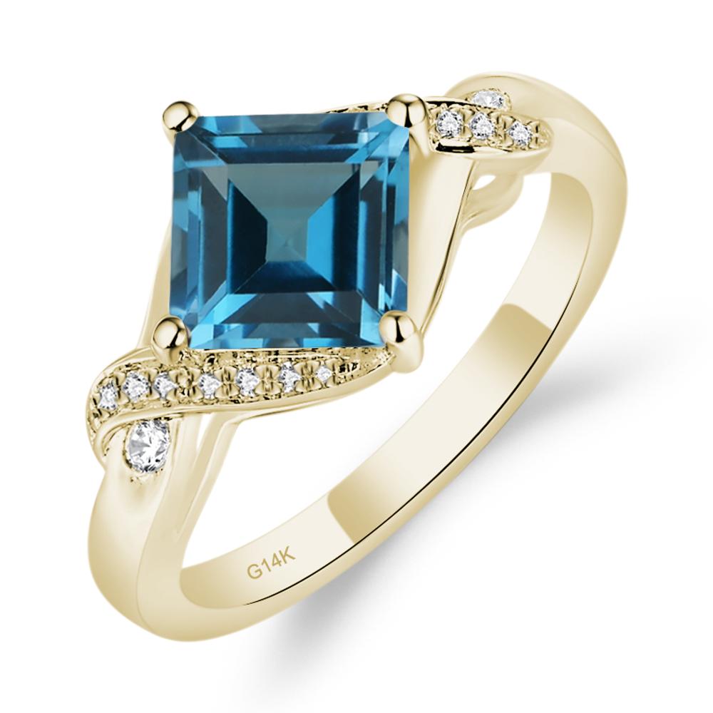 London Blue Topaz Twisted Promise Ring - LUO Jewelry #metal_14k yellow gold