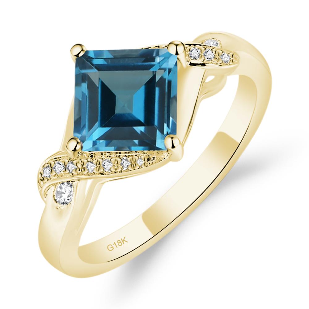 London Blue Topaz Twisted Promise Ring - LUO Jewelry #metal_18k yellow gold
