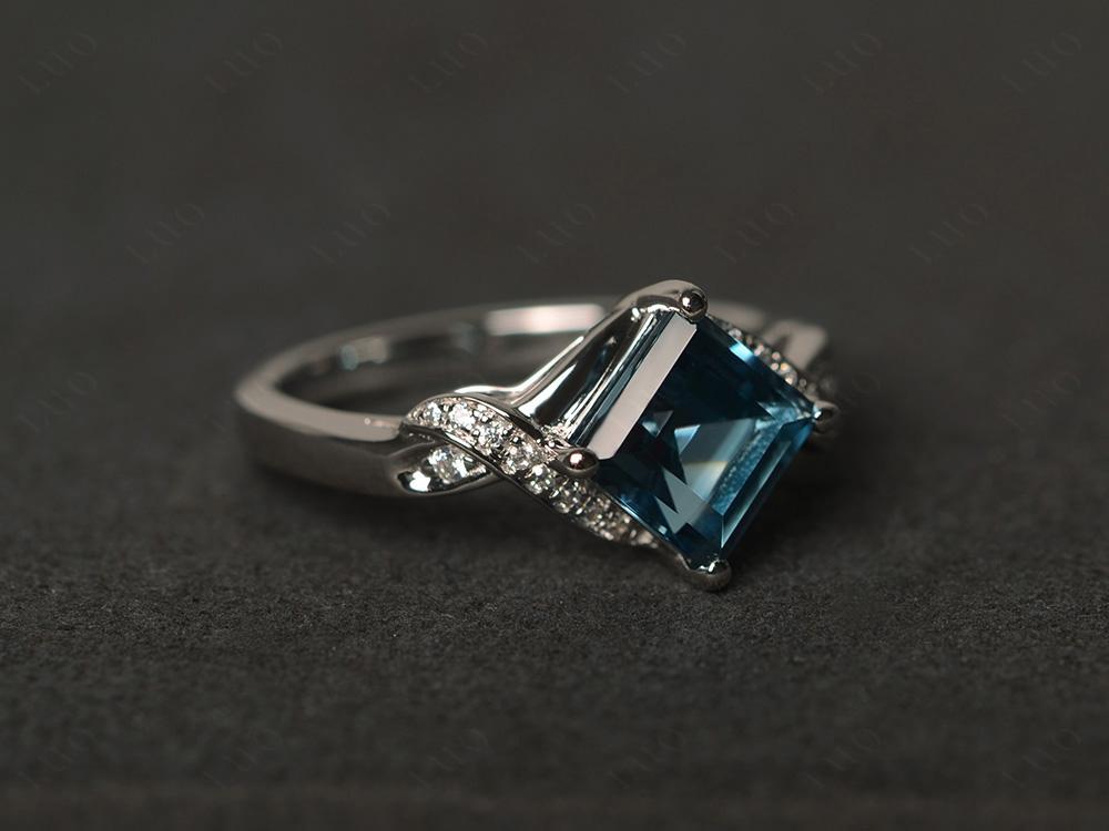 London Blue Topaz Twisted Promise Ring - LUO Jewelry