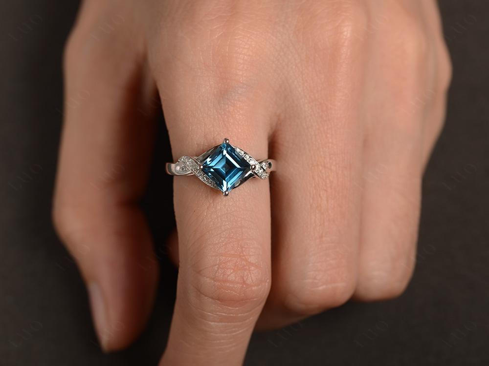 London Blue Topaz Twisted Promise Ring - LUO Jewelry