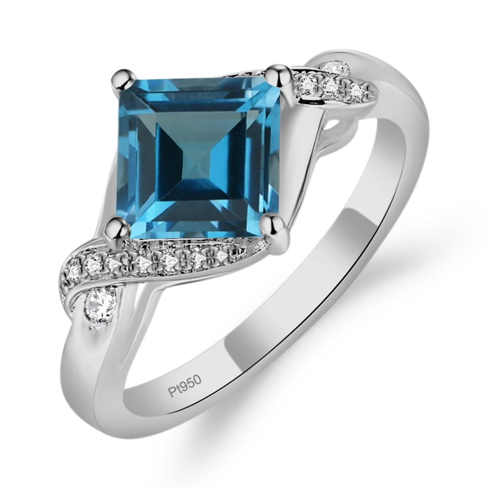 London Blue Topaz Twisted Promise Ring - LUO Jewelry #metal_platinum