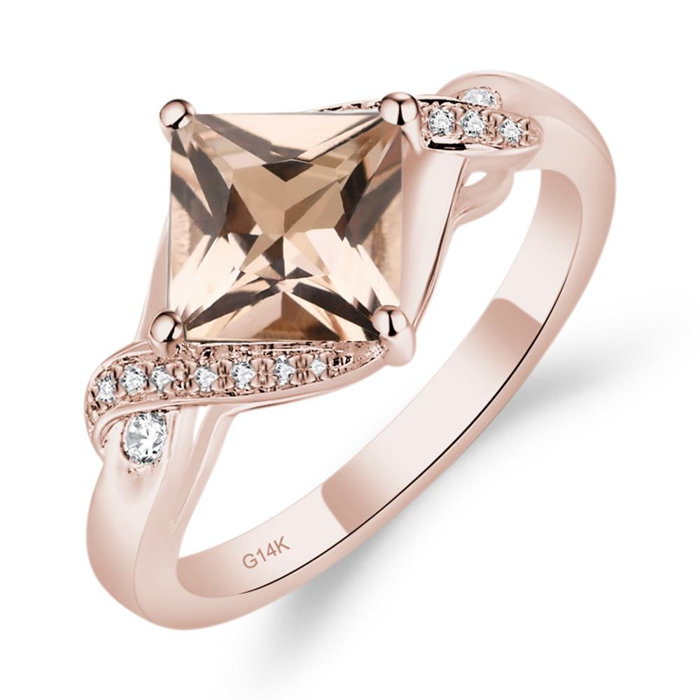Morganite Kite Set Princess Cut Ring - LUO Jewelry #metal_14k rose gold