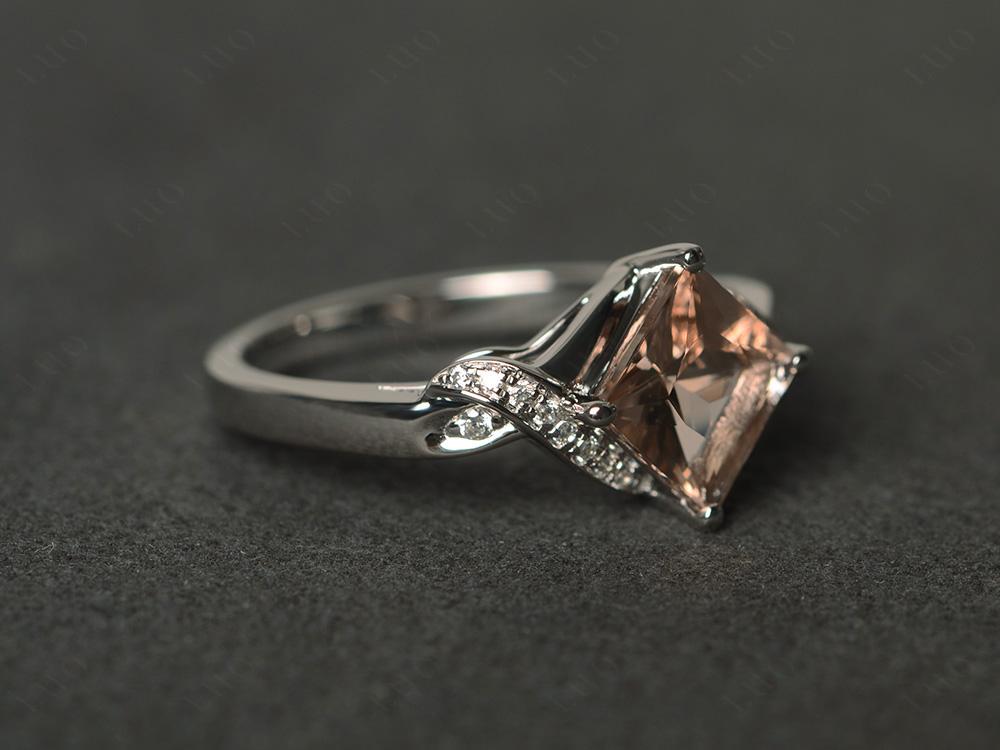Morganite Kite Set Princess Cut Ring - LUO Jewelry