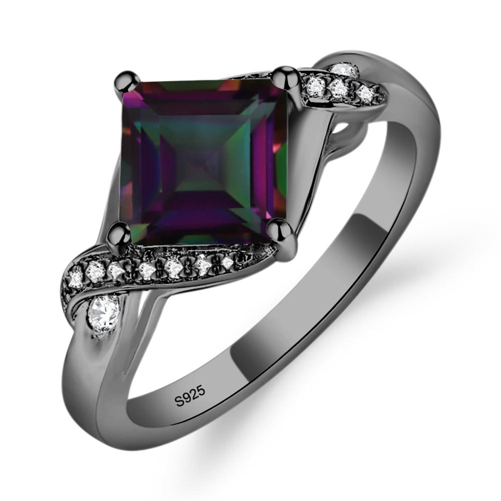 Mystic Topaz Twisted Promise Ring - LUO Jewelry #metal_black finish sterling silver