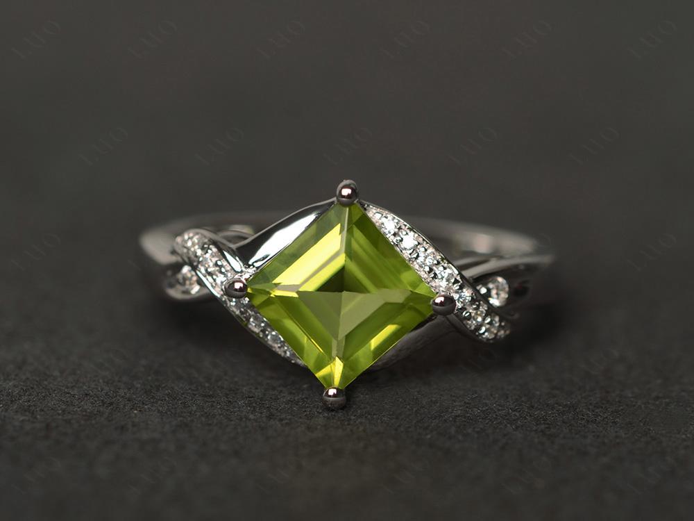 Peridot Kite Set Square Cut Ring - LUO Jewelry