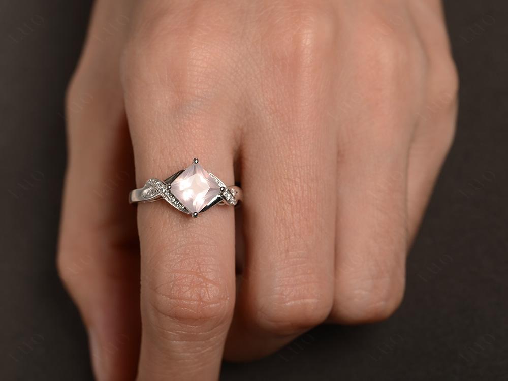 Rose Quartz Twisted Promise Ring - LUO Jewelry