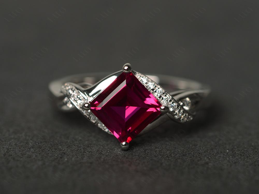 Ruby Kite Set Square Cut Ring - LUO Jewelry